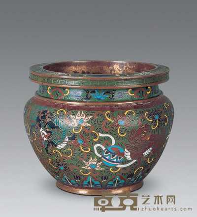 民国 景泰蓝瑞兽小缸 直径17.5cm
